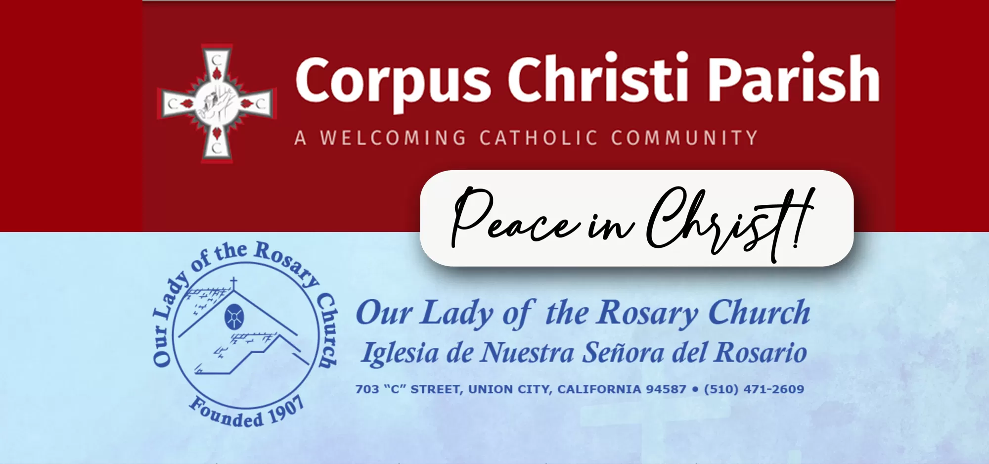 Corpus Christi and Our Lady of the Rosary logos